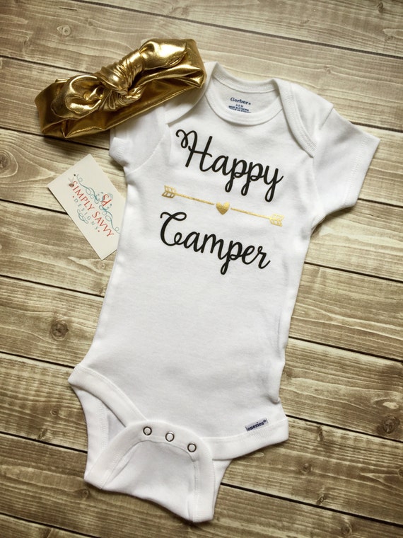 Items similar to Happy Camper baby outfit, baby camping shirt