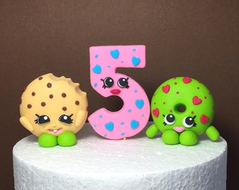 Shopkins Birthday Cake Topper. Fondant Shopkins cake decoration. Edible Shopkins Number