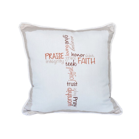 Words of Faith Pillow 18x18 Contemporary Cross Pattern