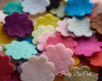 Small Felt Flower Packs, Mixed colour Flowers, Die Cut Craft Embellishments