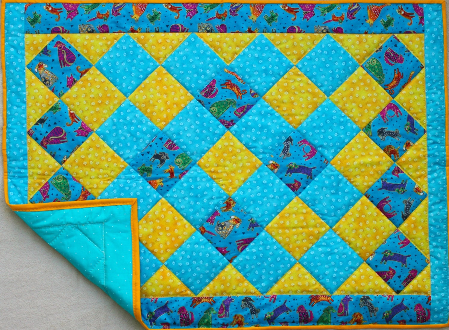 Crochet and fabric quilt – The Green Dragonfly