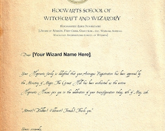 Customized Hogwarts Harry Potter Letter of Acceptance from Harry Potter, Digital Download, Instant Download