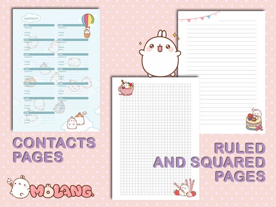 Printable planner a5 molang filofax inserts planner pages