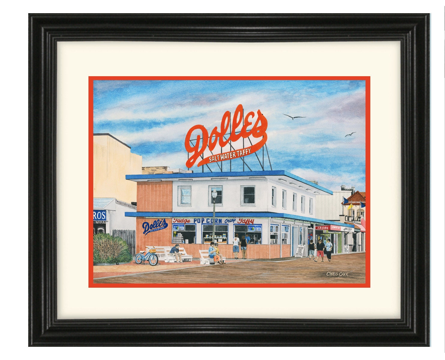 Dolle's Rehoboth Beach Boardwalk Watercolor Print Beach