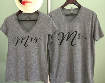 Mr Mrs Shirts, Mr and Mrs tshirts, Honeymoon tshirts, Hubby Wifey shirts, Wifey Hubby Shirts, Hubby Wifey Tshirt set, Matching Couple Shirts