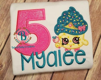 Shopkins--Cupcake shopkins birthday shirt