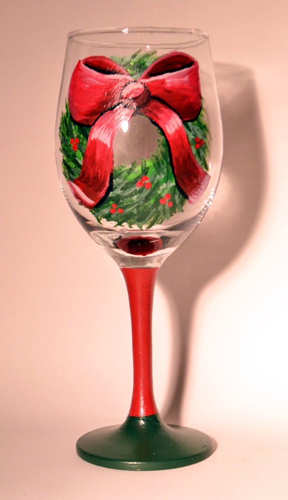 items similar to decorated wine glass holiday wreathe hand items similar to decorated wine glass holiday wreathe hand