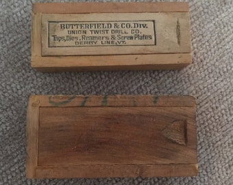 Two Vintage Wooden Drill Bit Boxes w/ Drill Bits - Butterfield & Co. Union Twist Drill Co