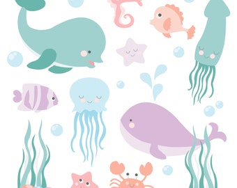 UNDER THE SEA Clipart Vector Bundle Instant Download