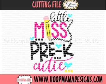 Little Miss Pre K Cutie SVG DFX EPS and png Files for Cutting Machines Cameo or Cricut Kindergarten Back to School First Day Of School