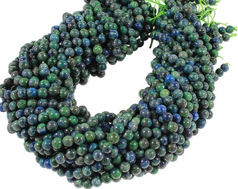15 IN Strand 6 mm Azurite Round Smooth Gemstone Beads (AZR100102)