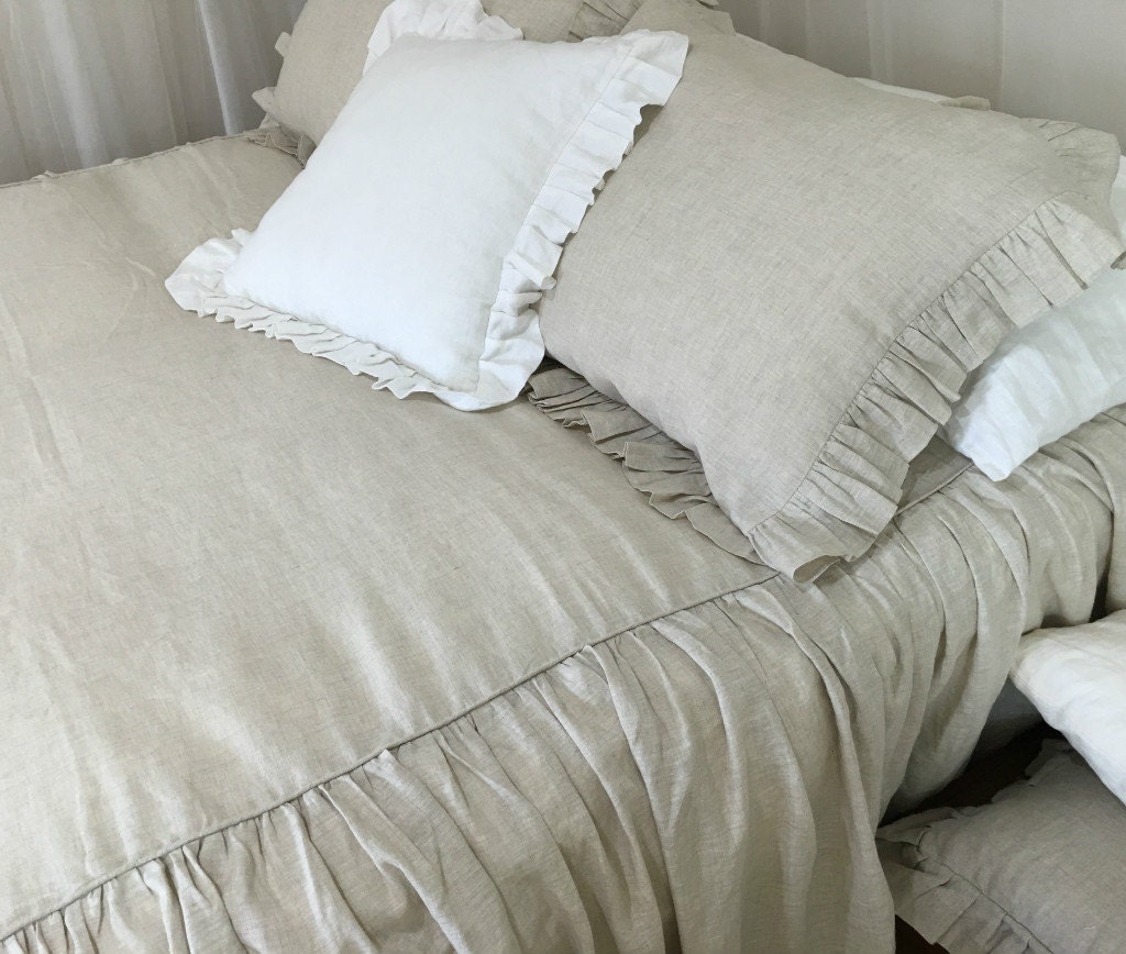 Bedspread with gathered ruffle fall ruffle bedding linen