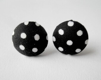 Polka Dots Cabochon Rockabilly Miniblings Earrings Blue White Dots Punk