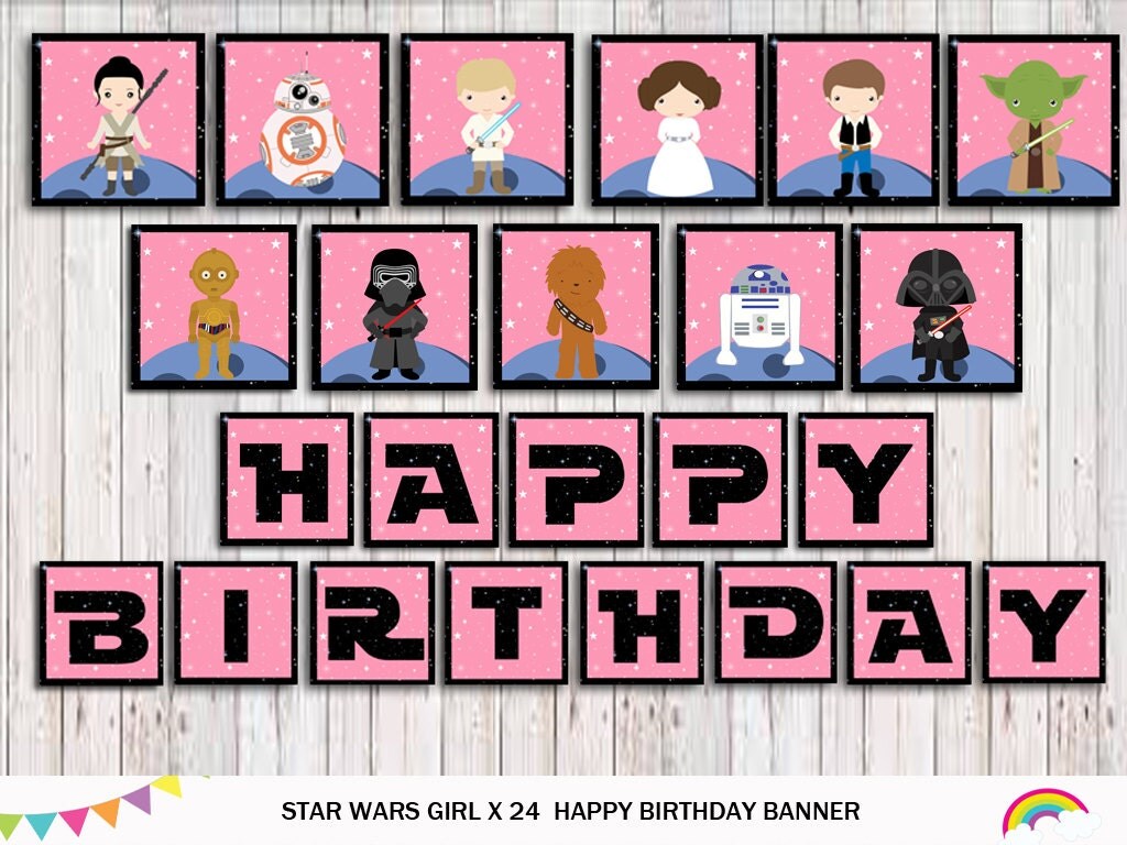 Star Wars Birthday Banner Star Wars Girl Bunting Banner Star
