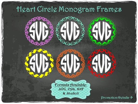 Download Heart Circle Monogram Frames in .SVG .EPS .DXF & .Studio3