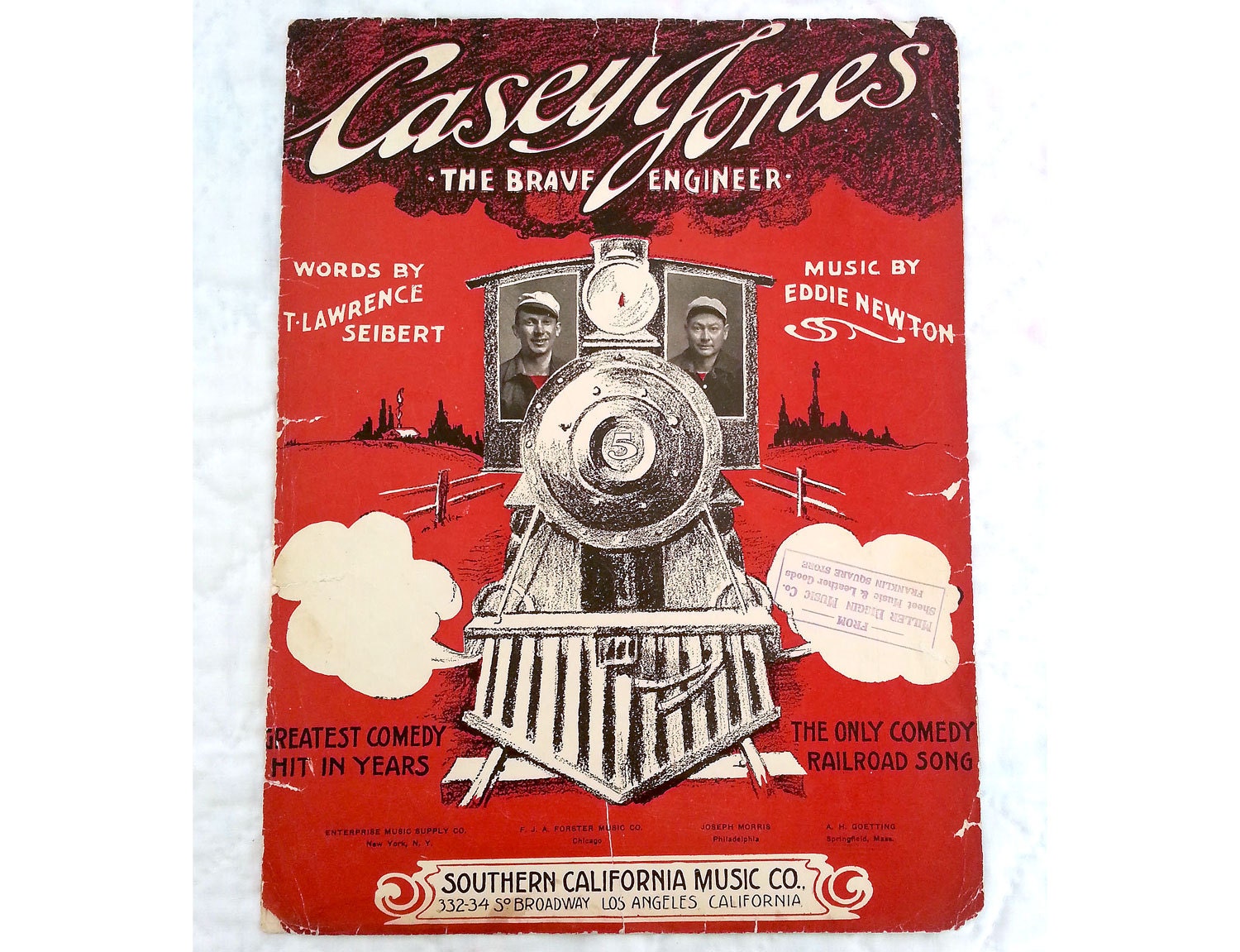 Antique Casey Jones The Brave Engineer Sheet Music 1909.