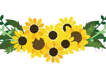 sunflower SVG, fall floral SVG, perennial sunflower, bouquet svg, flower svg, floral svg, sunflower bouquet svg, sunflower leaves svg,