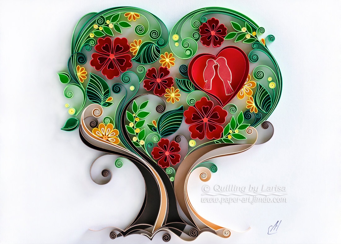 SALE Quilling wall art Paper quilling art Love tree Quilling