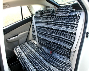 Car seat covers, Black & White Aztec \ African design, 4-pieces set for rear adult car seats