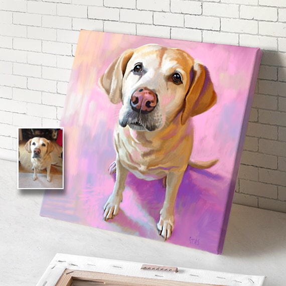 CUSTOM PET Portrait from Photo on Canvas Personalized