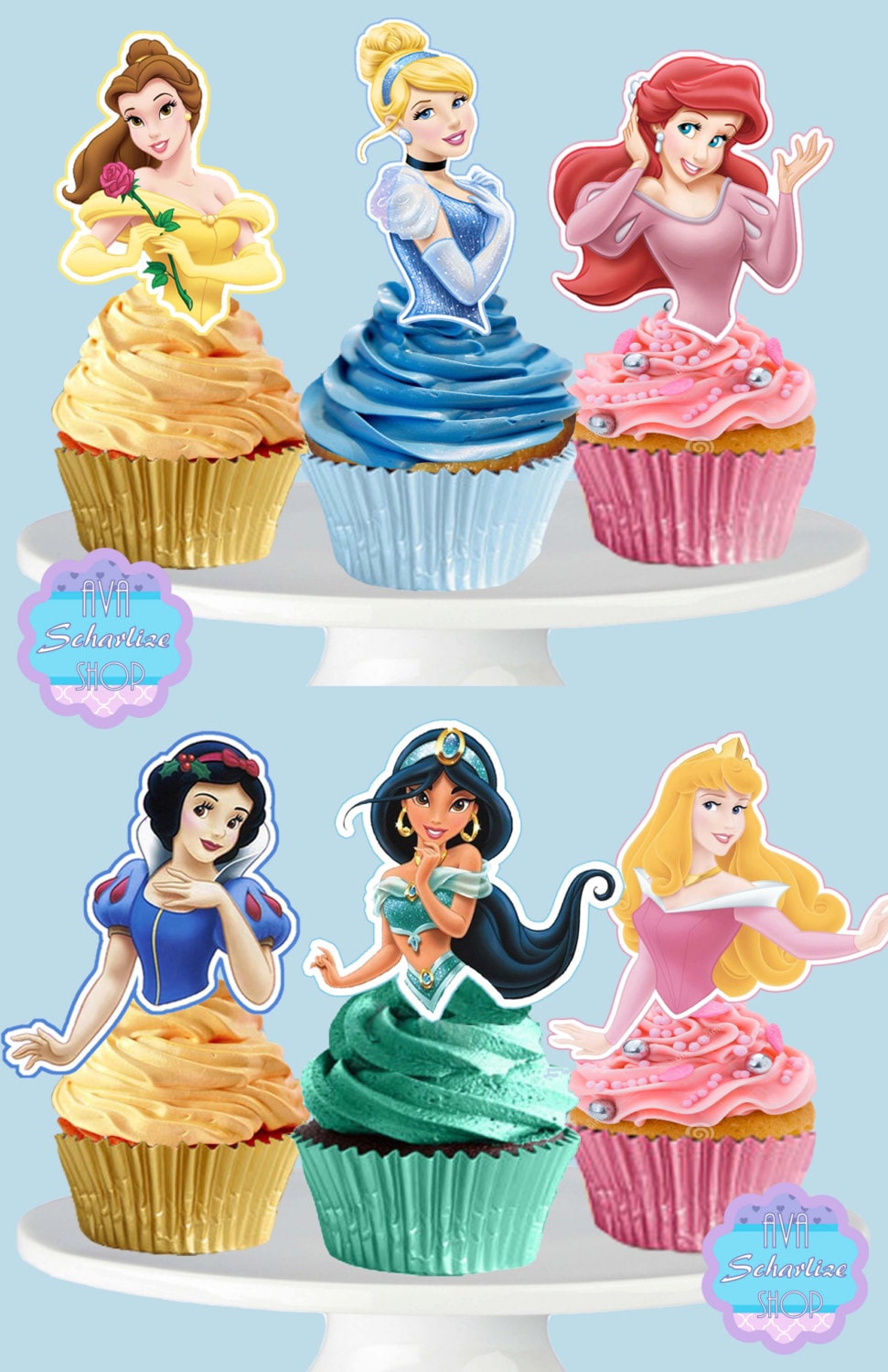 PRINTABLE Disney Princess Cupcake Toppers Cupcake Picks