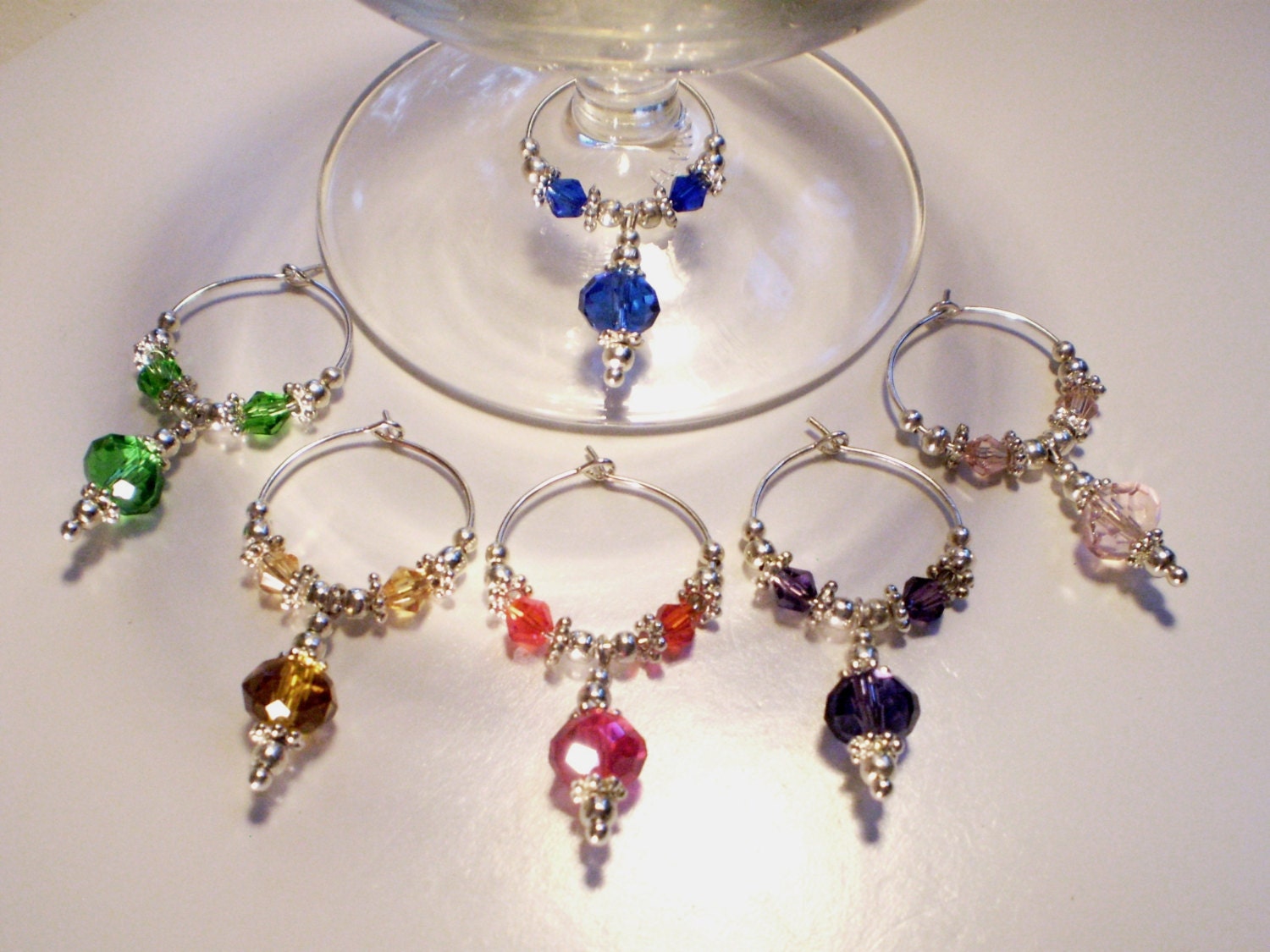 Sparkling Crystal Wine Glass Charm Markers by CarolinaShoresJewels