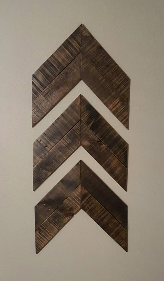 Set of 3 Large Wood Chevron Arrows Wooden Arrow Chevron Art