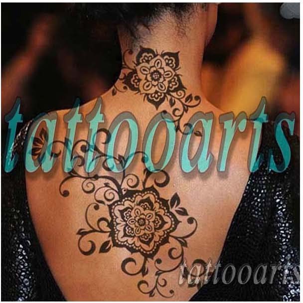 Large black flower floral henna mandala huge temporary tattoo