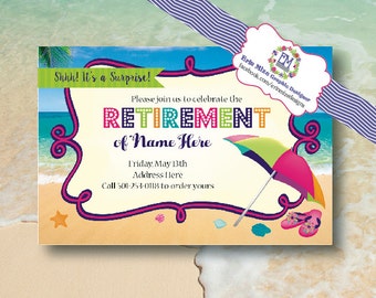 Pool Party Retirement Beach Themed Invitation Pool Party Retirement Beach Themed Invitation