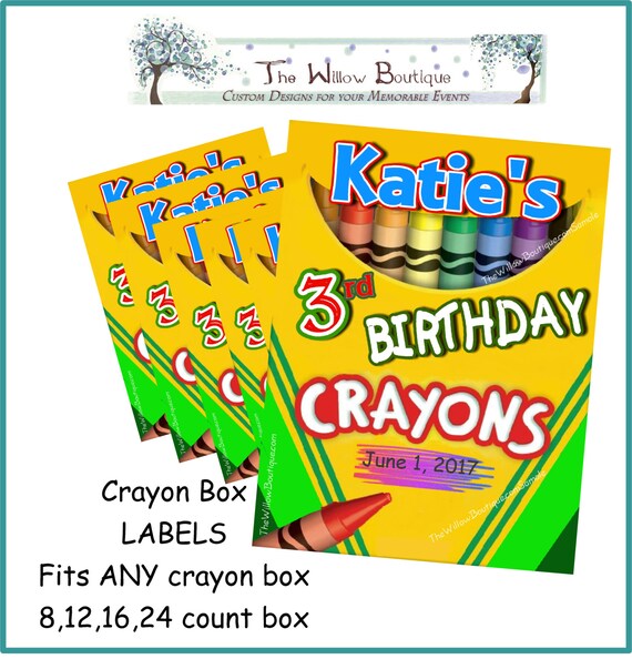 Personalized Crayon labels for crayon boxes Birthday Party