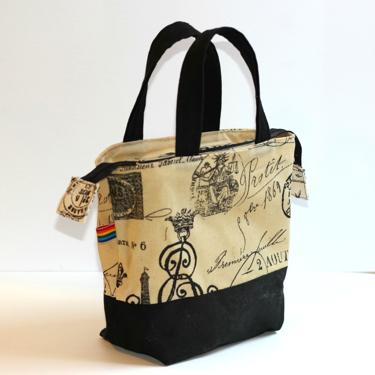 Waxed Canvas Lunch Tote Canvas Lunch Bag by RainbowBeeDesign