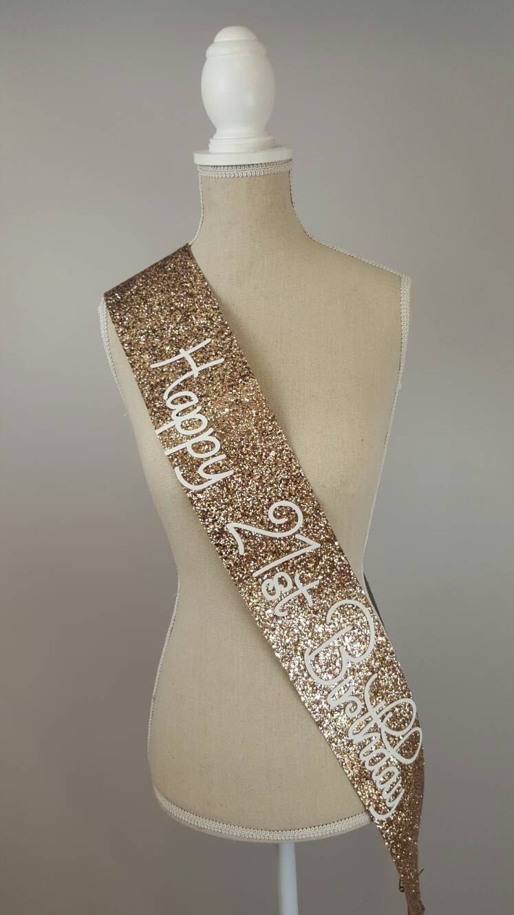 21st Birthday Sash Glitter Sash Personalised Sash By Norakatie 8944