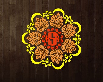 Mandala illustration, mandala monogram SVG, mandala designs, mandala vector, mandala flower, printable mandalas, indian mandala. Id#MM6