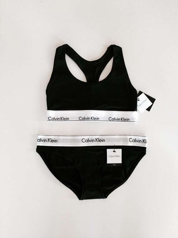 90s Calvin Klein Bra and Underwear Set New With by Honeydipvintage