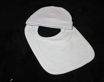 Personalized Baby Boy Bib,Newborn Baby Cap-Newborn Infant Cap-Personalized Boy Bib-Personalized Infant Cap-Baby Bib and Cap-Blue Bib