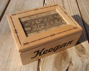 Personalized Laser Engraved Wooden Box - Jewelry Box - Keepsake Box - Laser Engraved Gift - Personalized Rustic Wood Box