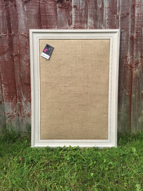 Large GREY Framed Burlap Vision Board - Burlap Push Pin Board / Hessian Notice Board / Jute Message Board / Framed Burlap Wedding Board