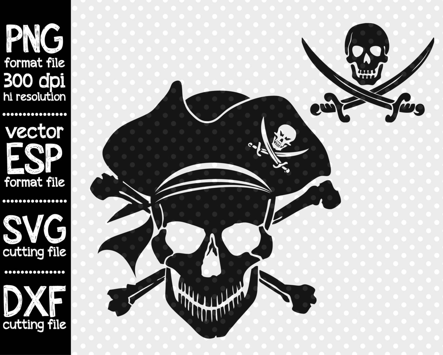 Pirate Skull clipart SVG cutting file PNG by ANYTHINGINCARDS