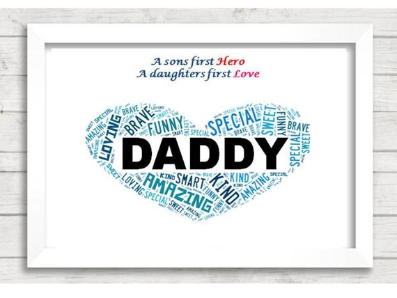 Personalised DADDY Word Art Print Daddy gifts gift for dad