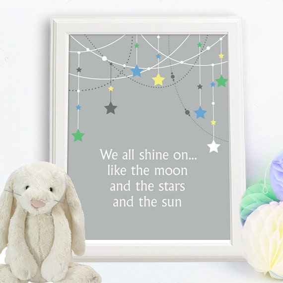 We All Shine On Printable John Lennon Nursery Print Beatles