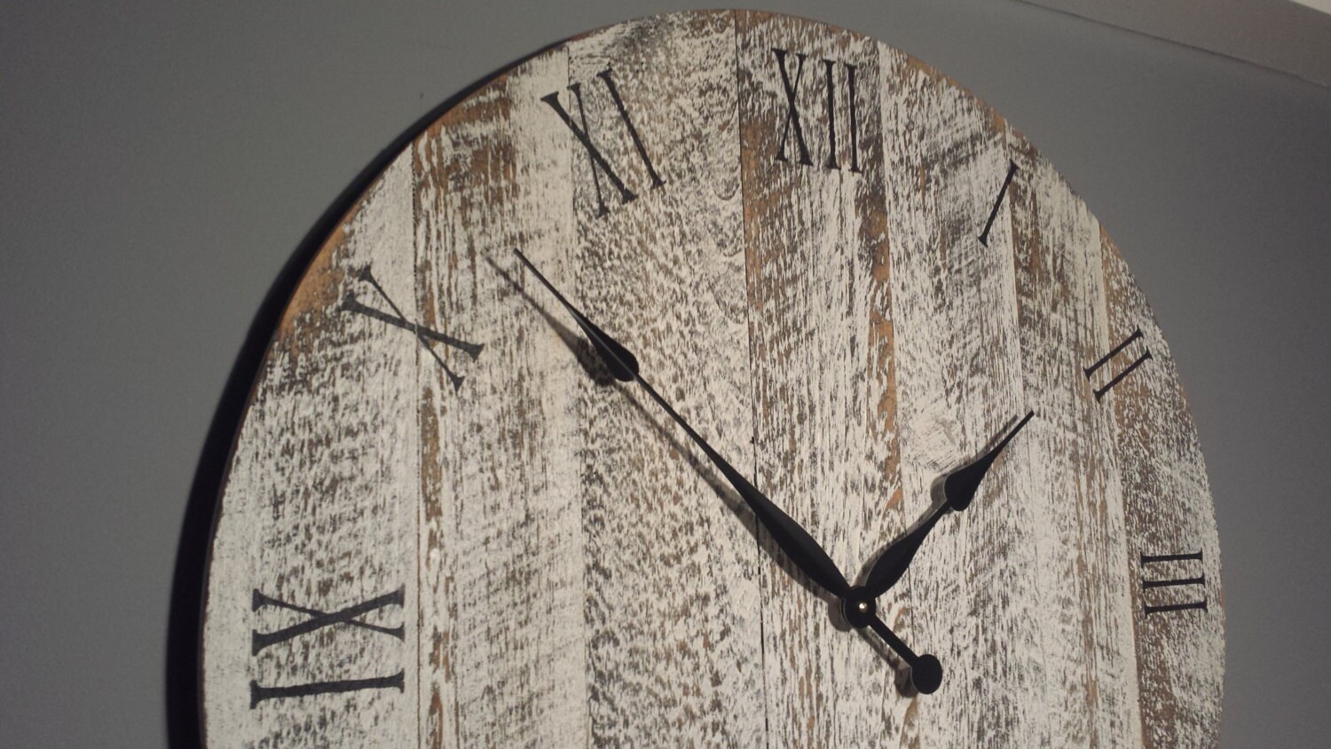 30 Large Rustic Wall Clock. Made from rough cut lumber.