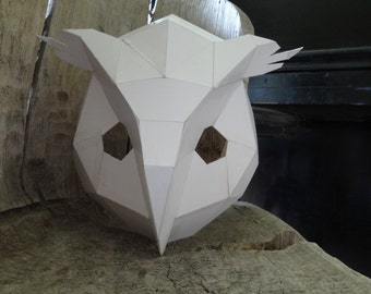 Make your own Owl mask, bird mask from cardboard, Instant Digital download, PDF templates