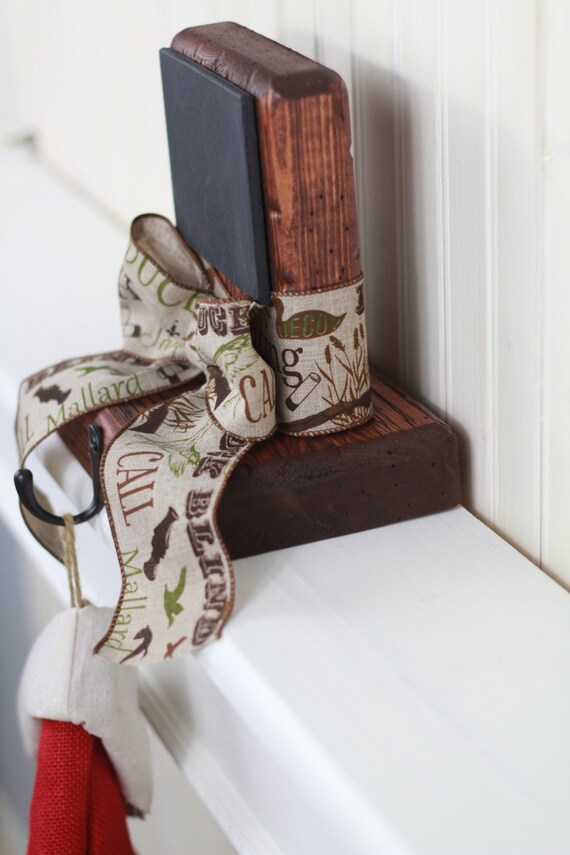 Rustic Christmas Stocking Holder w/ Chalkboard & Duck Hunting