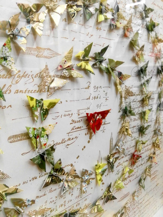 Origami Butterfly Wall Framed Art in a Shadow Box Frame