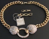 Nina Ricci Vintage 'Dutchess of Windsor' Puma Heavy Triple Gold Plate Chain Necklace 17"-19.75" - 5oz