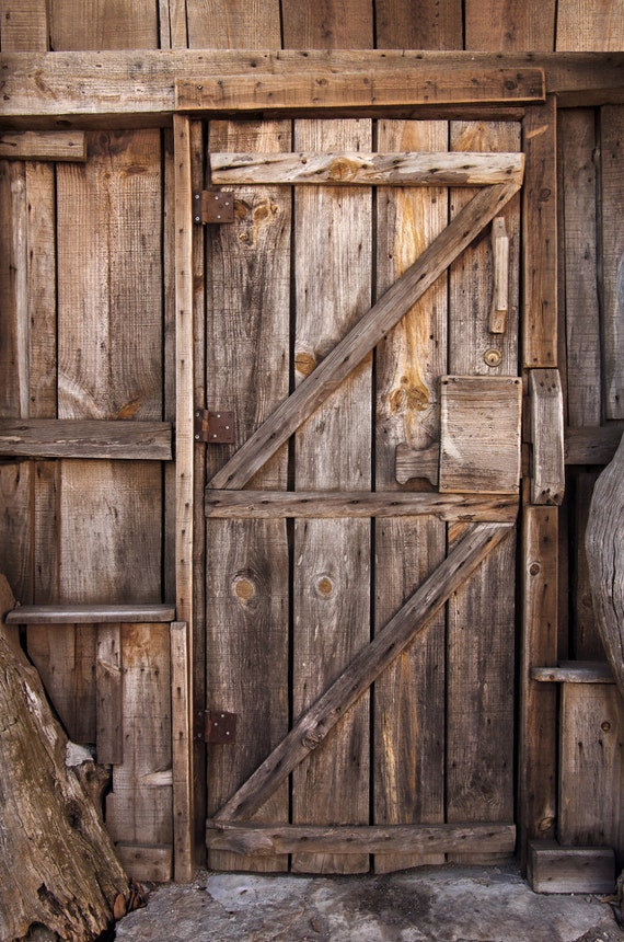 Rustic Old Wood Wall Backdrop door wooden house Printed