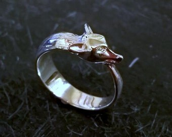 Solid Sterling Silver Bespoke Folk Fox Ring