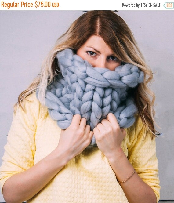 ON SALE Chunky knit Scarf Infinity Scarf Chunky by EVOKnit on Etsy