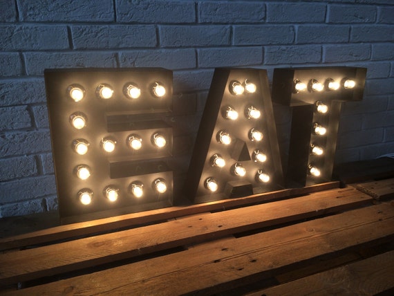 Letters of metal LARGE EAT sign light up kitchen or restaurant