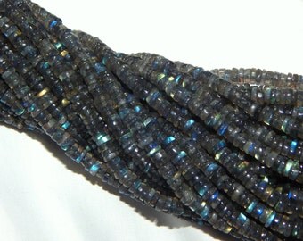 Labradorite Blue Flash Heishi Beads Smooth Tyre Shape 100% Natural Gemstone Size 7x6. mm Approx